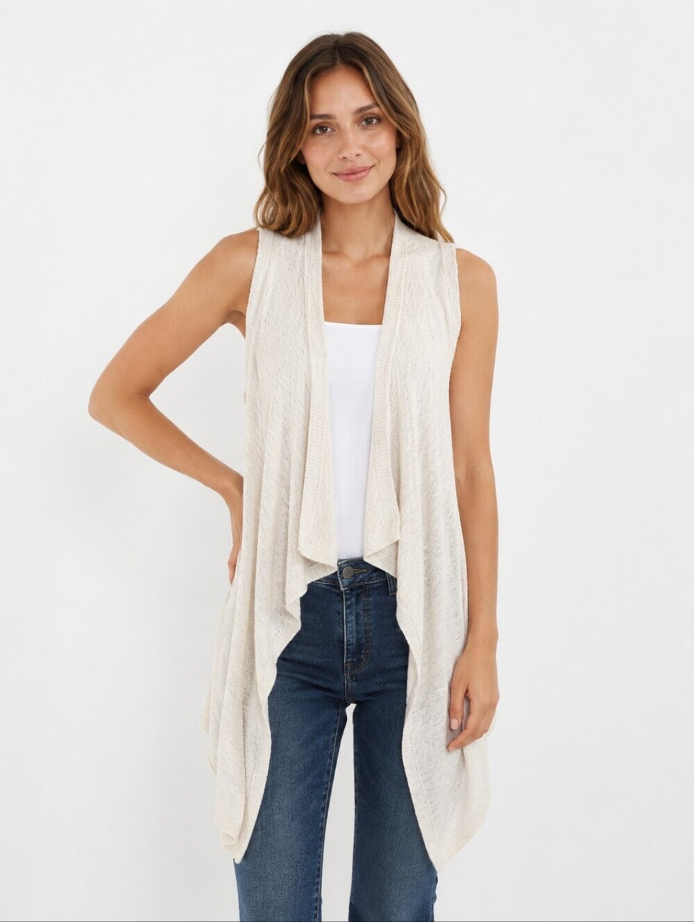 Banana Republic Women's Vest Cardigan Wrap Boho Cream Oversize Lagenlook XS-S